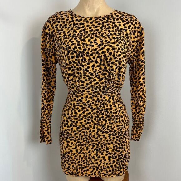 Stockholm Atelier & Other Stories Women's 2 Cheetah Yellow Black Bodycon Dress - Picture 1 of 16